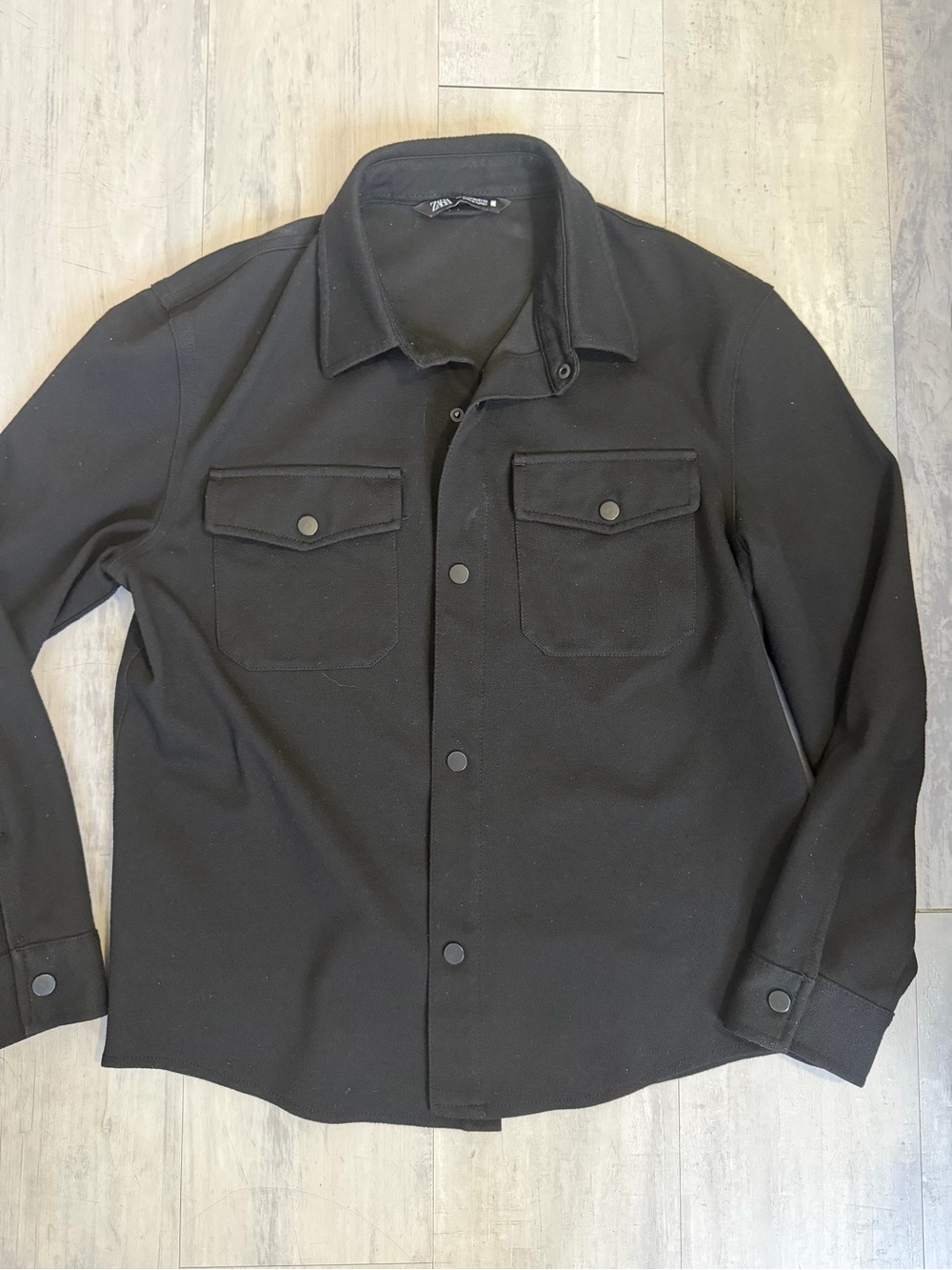 Zara Black Button-Up Shirt Jacket
